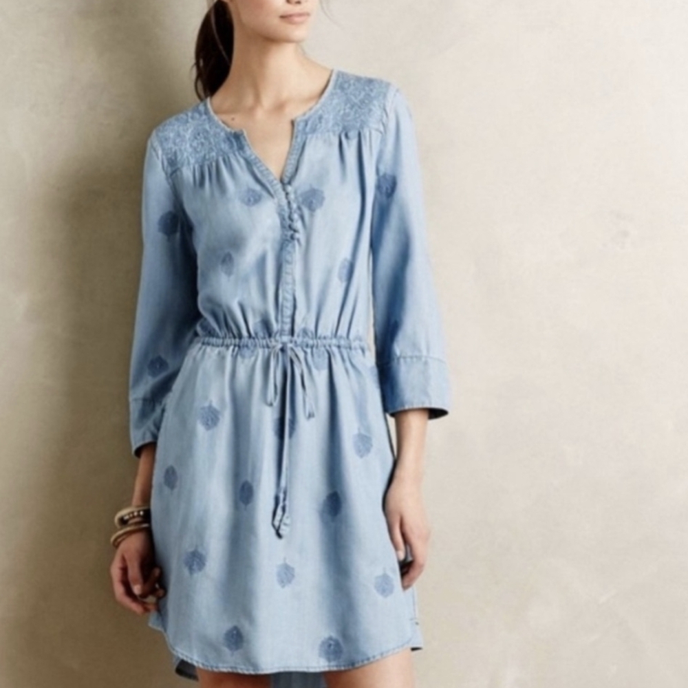 ANTHROPOLOGY Embroidered Dress POCKETS